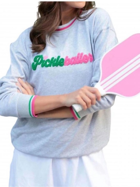 Shiraleah Tops - PICKELBALLER Sweatshirt Embroidered
